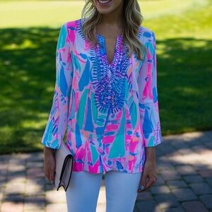 Lilly Pulitzer Vibrant Silk Tunic Top